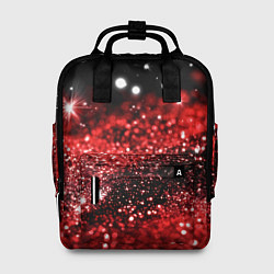 Рюкзак женский Красно-черная блестящая текстура, цвет: 3D-принт