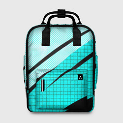 Рюкзак женский Абстрактный чёрно-голубой с полосами, цвет: 3D-принт