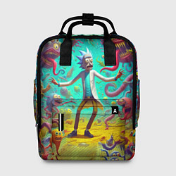 Рюкзак женский Рик Санчес в компании отвязных чудищ - нейроарт фа, цвет: 3D-принт
