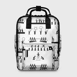 Рюкзак женский Силуэты игры в кальмара на белом фоне, цвет: 3D-принт