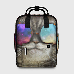 Рюкзак женский A Cat with multicolored glasses, цвет: 3D-принт