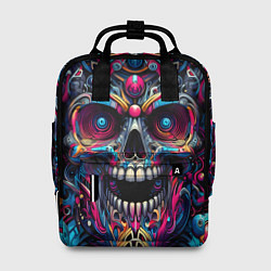 Рюкзак женский Colorful cyber skull - pattern, цвет: 3D-принт