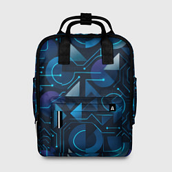 Рюкзак женский Футуристическая сине-фиолетовая абстракция с хакер, цвет: 3D-принт