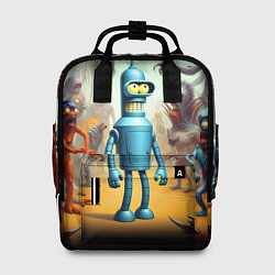 Рюкзак женский Bender bending robot among the Monsters - ai art f, цвет: 3D-принт
