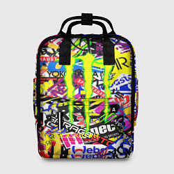 Рюкзак женский Monster energy бренды стикеры, цвет: 3D-принт