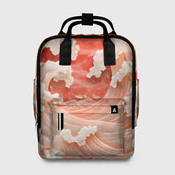 Рюкзак женский Японские красные волны, цвет: 3D-принт
