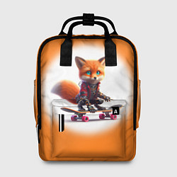 Женский рюкзак Cyber fox cub is a cool skateboarder - ai art