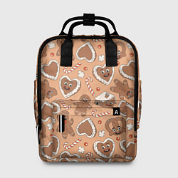 Рюкзак женский Паттерн с новогодним печеньем, цвет: 3D-принт