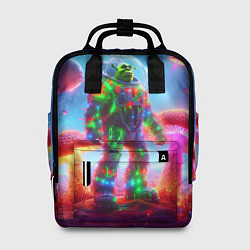 Женский рюкзак Неоновый космонавт Шрек на планете гигантских мухо