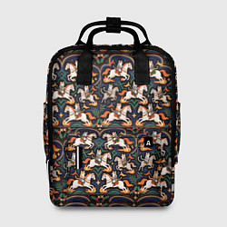 Женский рюкзак Новогодние коты всадники на лошади