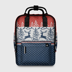 Рюкзак женский Вязаный узор с оленями, цвет: 3D-принт