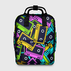 Рюкзак женский Неоновые кассеты, цвет: 3D-принт