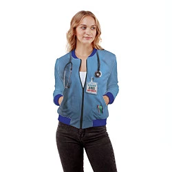 Бомбер женский Костюм врача, цвет: 3D-синий — фото 2