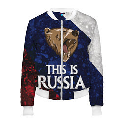 Бомбер женский Russia: Roaring Bear, цвет: 3D-белый