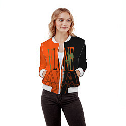 Бомбер женский V lone orange dark logo, цвет: 3D-белый — фото 2