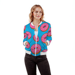 Бомбер женский Пончики, цвет: 3D-белый — фото 2