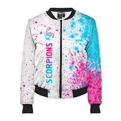 Бомбер женский Scorpions neon gradient style: по-вертикали, цвет: 3D-черный