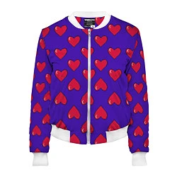Бомбер женский Hearts Pattern, цвет: 3D-белый