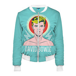 Бомбер женский David Bowie: pop-art, цвет: 3D-белый