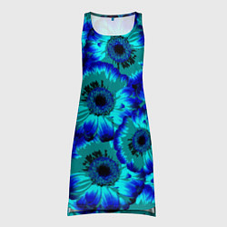 Туника женская Голубые хризантемы, цвет: 3D-принт