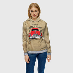 Толстовка-худи женская American retro auto, цвет: 3D-меланж — фото 2
