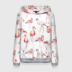 Толстовка-худи женская Действия фламинго, цвет: 3D-меланж