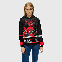 Толстовка-худи женская New Jersey Devils, цвет: 3D-черный — фото 2