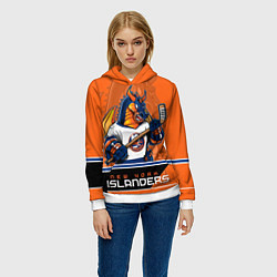 Толстовка-худи женская New York Islanders, цвет: 3D-белый — фото 2