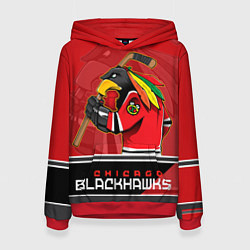 Толстовка-худи женская Chicago Blackhawks, цвет: 3D-красный