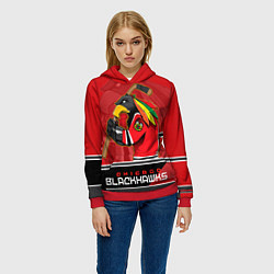 Толстовка-худи женская Chicago Blackhawks, цвет: 3D-красный — фото 2