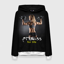 Толстовка-худи женская Fitness for life, цвет: 3D-белый