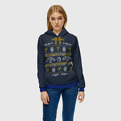 Толстовка-худи женская Новогодний свитер Чужой, цвет: 3D-синий — фото 2