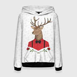 Толстовка-худи женская Christmas Deer, цвет: 3D-черный