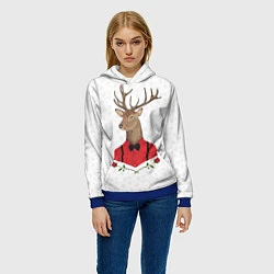 Толстовка-худи женская Christmas Deer, цвет: 3D-синий — фото 2