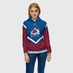 Толстовка-худи женская NHL: Colorado Avalanche, цвет: 3D-меланж — фото 2