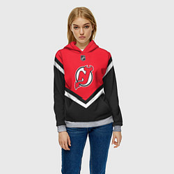 Толстовка-худи женская NHL: New Jersey Devils, цвет: 3D-меланж — фото 2