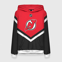 Толстовка-худи женская NHL: New Jersey Devils, цвет: 3D-белый