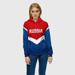 Толстовка-худи женская Russia Team, цвет: 3D-синий — фото 2