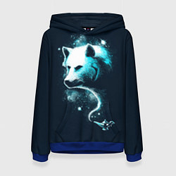 Толстовка-худи женская Галактический волк, цвет: 3D-синий