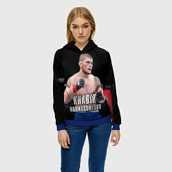 Толстовка-худи женская Хабиб Нурмагомедов, цвет: 3D-синий — фото 2