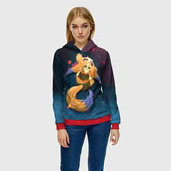 Толстовка-худи женская Лис, цвет: 3D-красный — фото 2