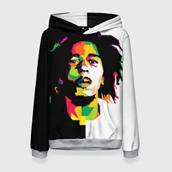 Толстовка-худи женская Bob Marley: Colors, цвет: 3D-меланж