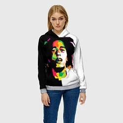 Толстовка-худи женская Bob Marley: Colors, цвет: 3D-меланж — фото 2