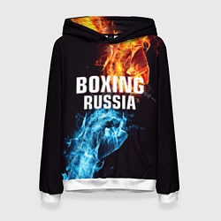 Толстовка-худи женская Boxing Russia, цвет: 3D-белый