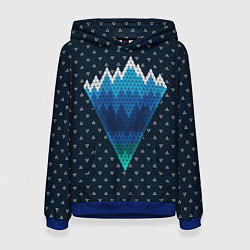 Толстовка-худи женская Геометрические горы, цвет: 3D-синий