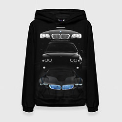 Толстовка-худи женская BMW - models, цвет: 3D-черный