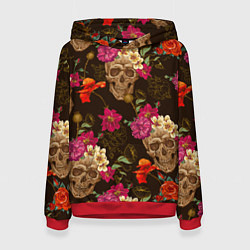Толстовка-худи женская Черепа, цвет: 3D-красный