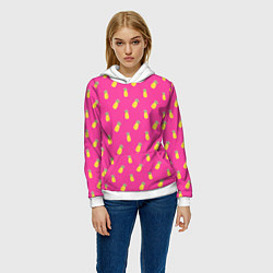 Толстовка-худи женская Ананасы, цвет: 3D-белый — фото 2