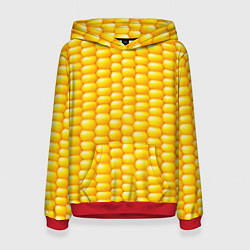 Толстовка-худи женская Сладкая вареная кукуруза, цвет: 3D-красный