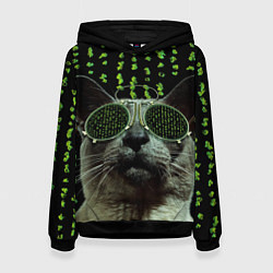 Женская толстовка Кот в матрице